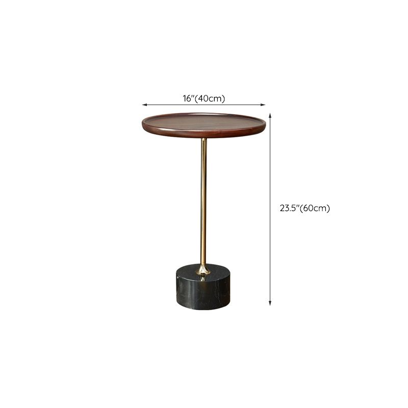 Contemporary Wood Round Top Side Table Marble Pedestal End Table