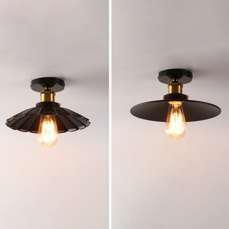 Schwarz mit Schirgel mit Flush Mount Industrial inspirierte 1-leichte Halbblöde-Deckenleuchten