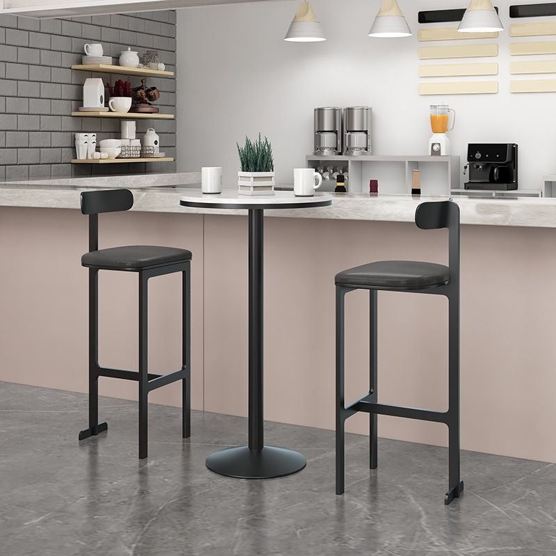 Modern Backrest Armless Counter Stool Iron Frame Bar Stool with Leather Cushion
