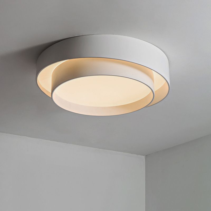Lámpara de techo LED circular creativa moderna, soporte empotrado de hierro lacado con pantalla acrílica