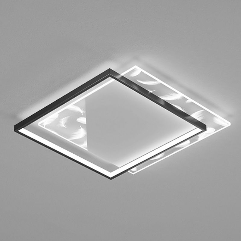 Stagger Square Acrylic LED Semi Flush Ceiling Light in Modern Concise Style Feather Ceiling Fixture for Bedroom