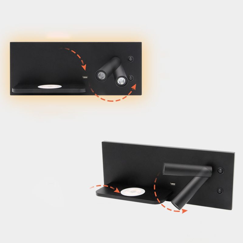 Hedendaagse eenvoud LED -leeslamp draadloos oplaadplankontwerp Bedmuurlicht met onafhankelijke schakelaar