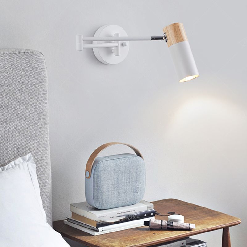 Modern Style Half Cylinder Shade Swing Arm Wall Lighting Metal 1 Light Sconce Lamp