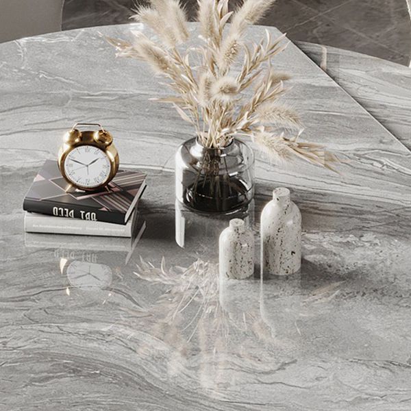 Modern Stainless Steel Base Pedestal Dining Table Extendable Dinner Table for Home