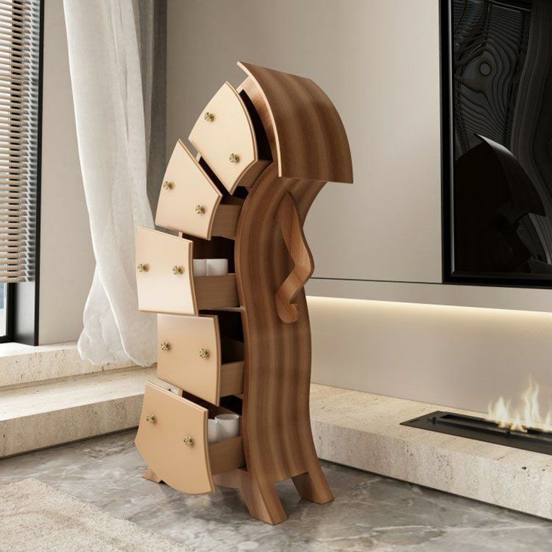 Glam Lingerie Chest Birch Vertical Storage Chest with Drawers for Bedroom