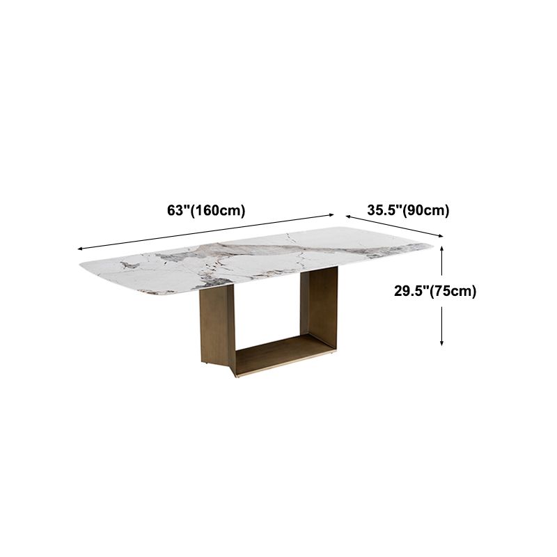 Rectangle Table Industrial Sintered Stone Top Dining Table with Single Pedestal Base