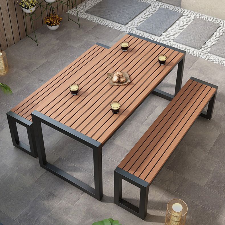 Industrial Brown Wood Dining Table Rectangle Shape Standard Dining Table for Kitchen