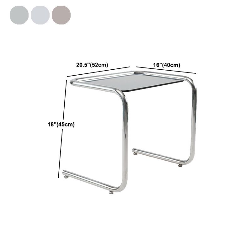 Modernistic Glass Top Corner Table Metal C Side Table for Living Room