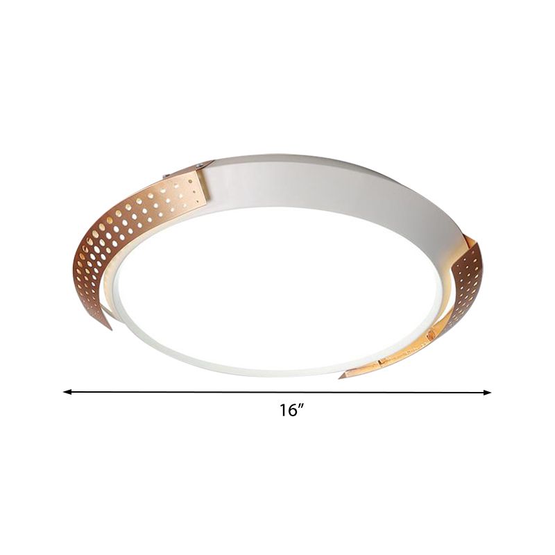 Roze/gouden holle metalen plafondarmatuur Moderne 16"/19,5" ronde inbouwplafondlamp voor slaapkamer