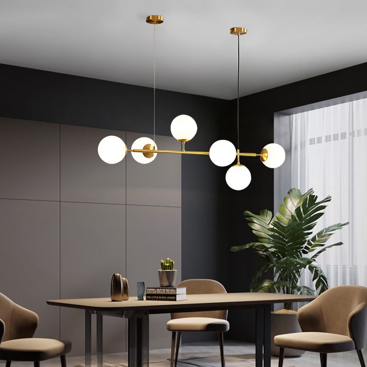 6 Light Sphere Island Light Fixture Contemporary Glass Island Chandelier