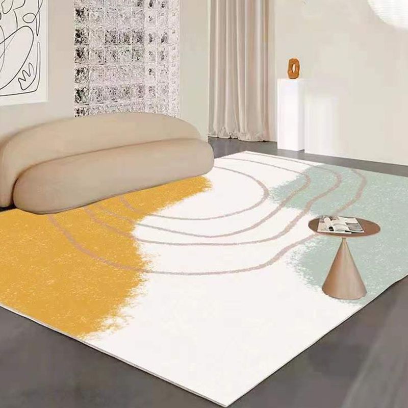 White Color Lump Rug Polyester Simple Rug Stain Resistant Rug for Drawing Room