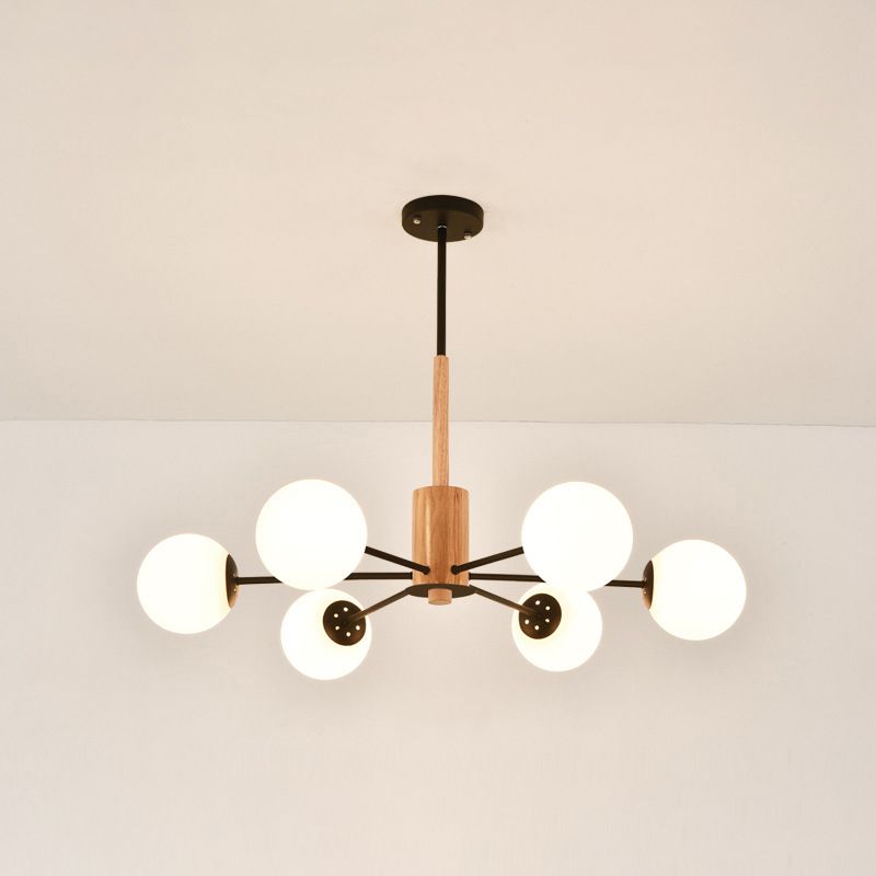 Kugelförmige Form Kronleuchter leichter moderne Glasglas Multi -Licht -Hanglampe für das Lernen