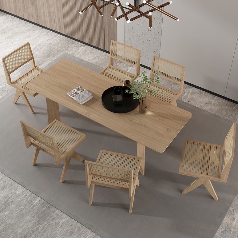 Solid Wood Contemporary Dining Table Rectangular Dining Table with 4 Legs