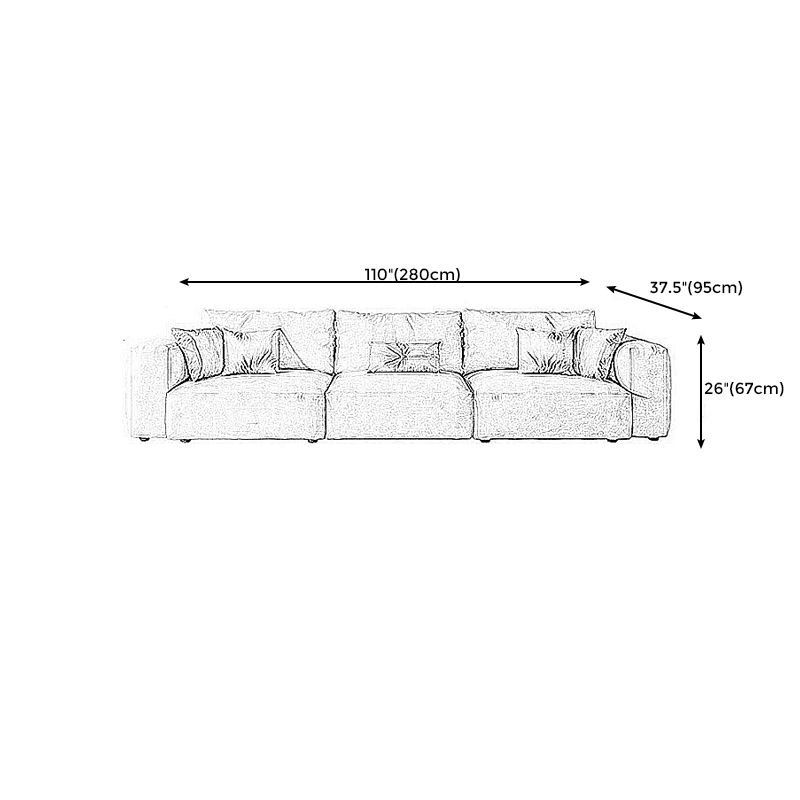 Modern Faux Leather Living Room Sectional Cream Square Arm Cushion Back Sofa