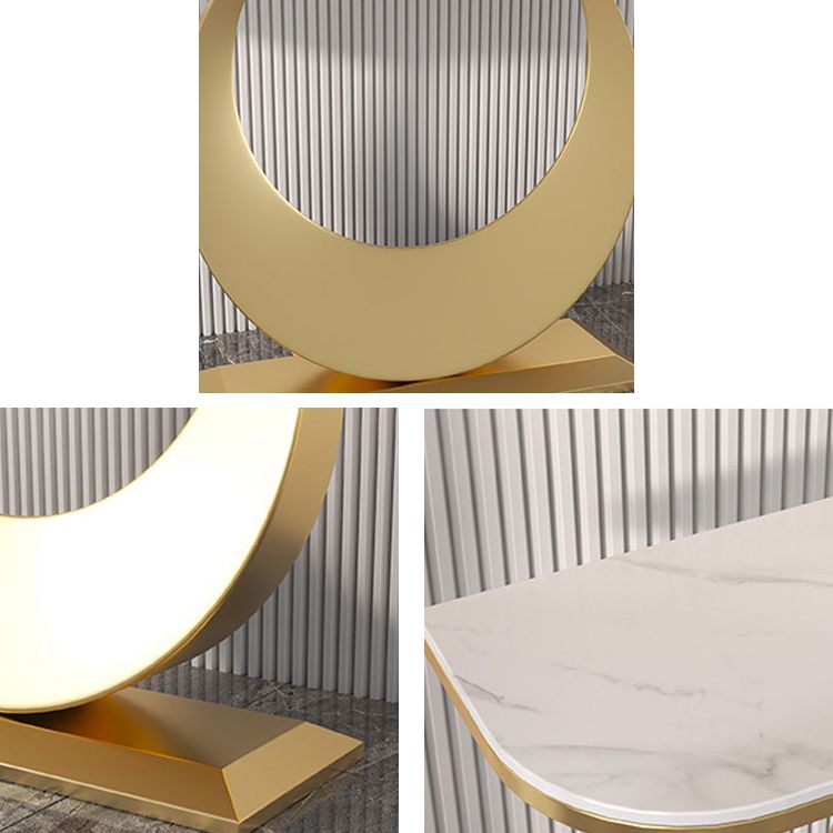 Glam Stone Console Table Half Moon Console Sofa Table for Hall