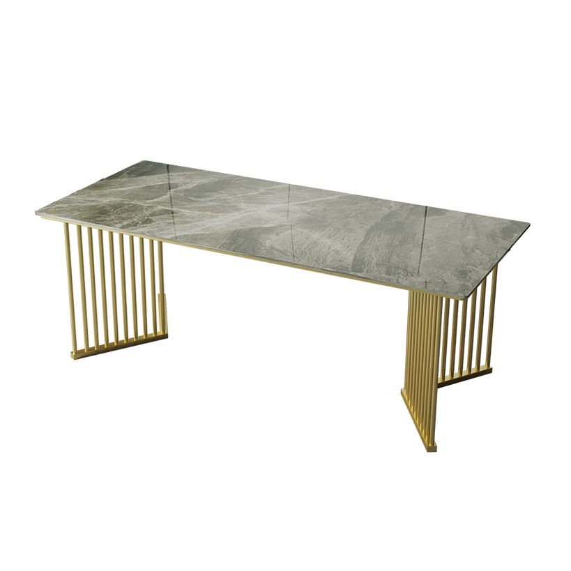 Luxe huis gesinterde stenen eettafel rechthoekige tafel met dubbele voetstukbasis