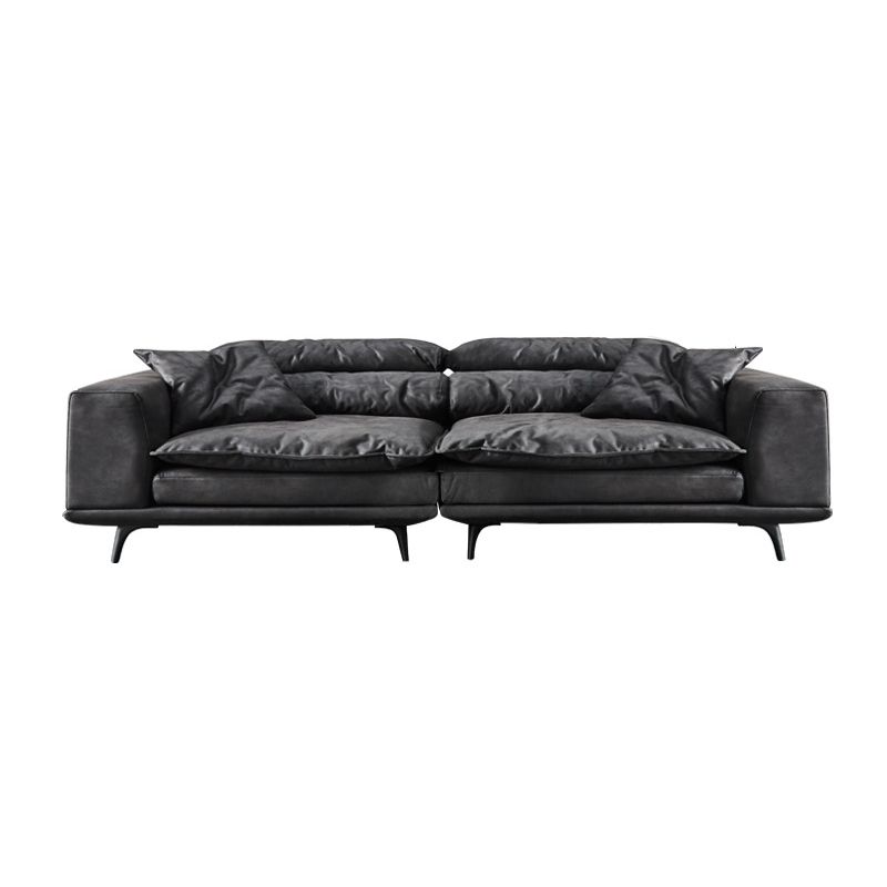 Square Armrest Cushioning Backrest Black Metal Sofa Legs Black Tech Fabric Sofa Bed