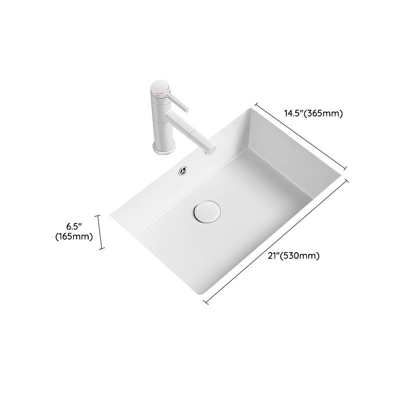 Modern Undermount Bathroom Sink Porcelain with Overflow and Faucet Basin Sink