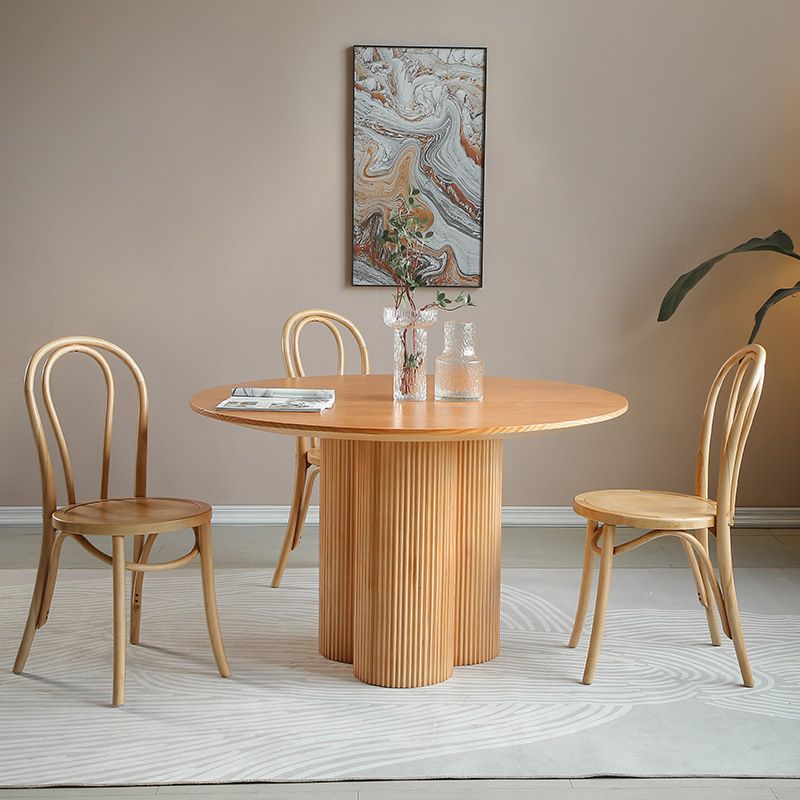 Minimalist Round Dining Table Set 1/2/3/4/5/7 Pieces Pine Dinette Set