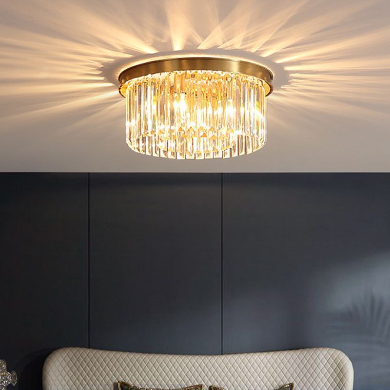 Modern Flush Mount Beleuchtung Gold Drum Flush Deckenleuchte Licht mit Crystal Shade