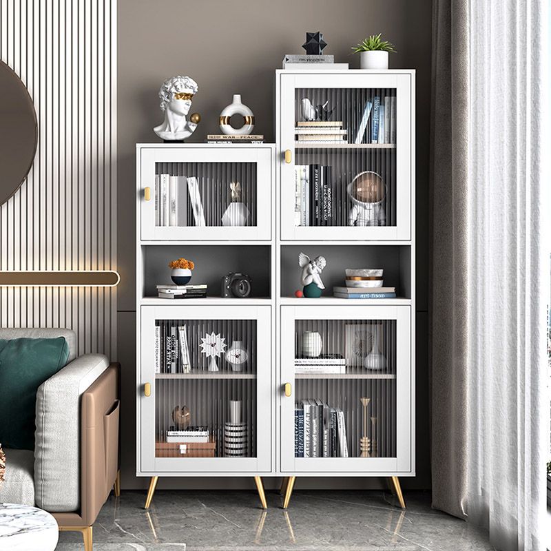 Engineered Glam Wood Bookcase White Standard Shelf with Door