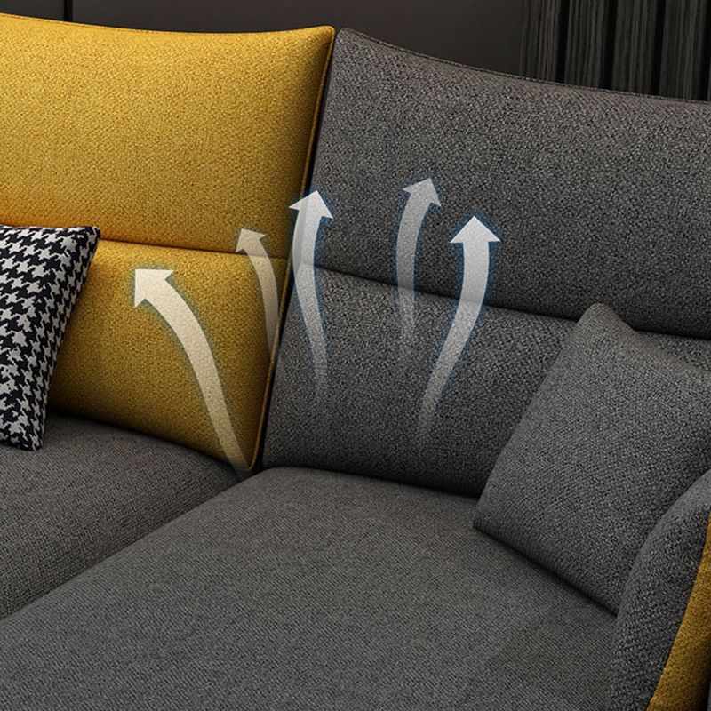 Modern Sofa & Chaise in Grey 35.43" Tall Sofa with Bolster Pillows