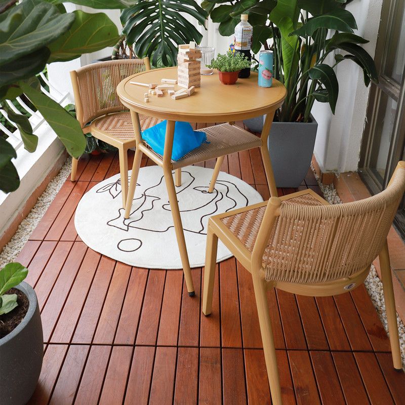 Boho Style Bistro Set 3 Pcs Glass Top Metal Frame Bistro Set