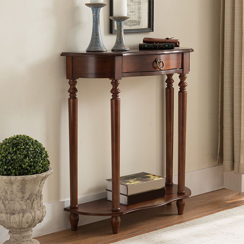 Victorian Rubber Wood End Table Free Form Console Sofa Table for Hall