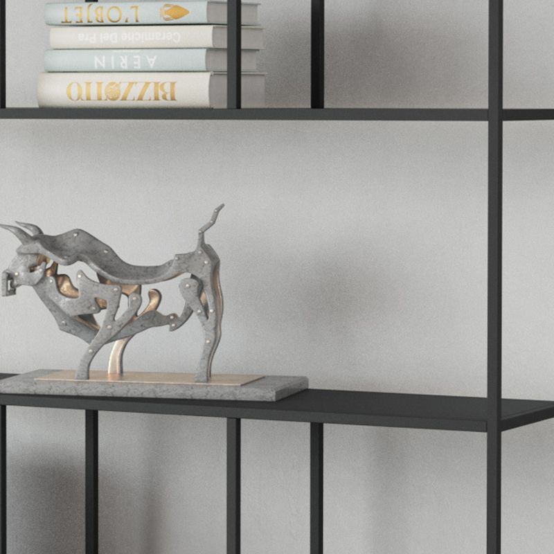 Modern Metal Bookshelf Black Etagere Open Shelf Bookcase in Burnish