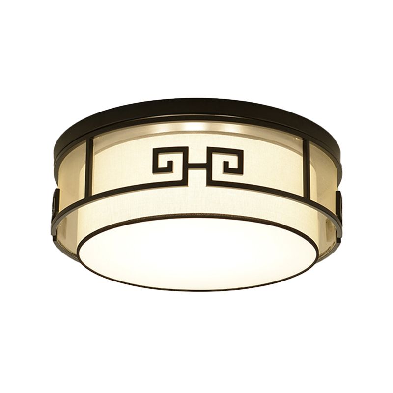 Modern Style Flush Mount Fabric Ceiling Light in Black for Bedroom