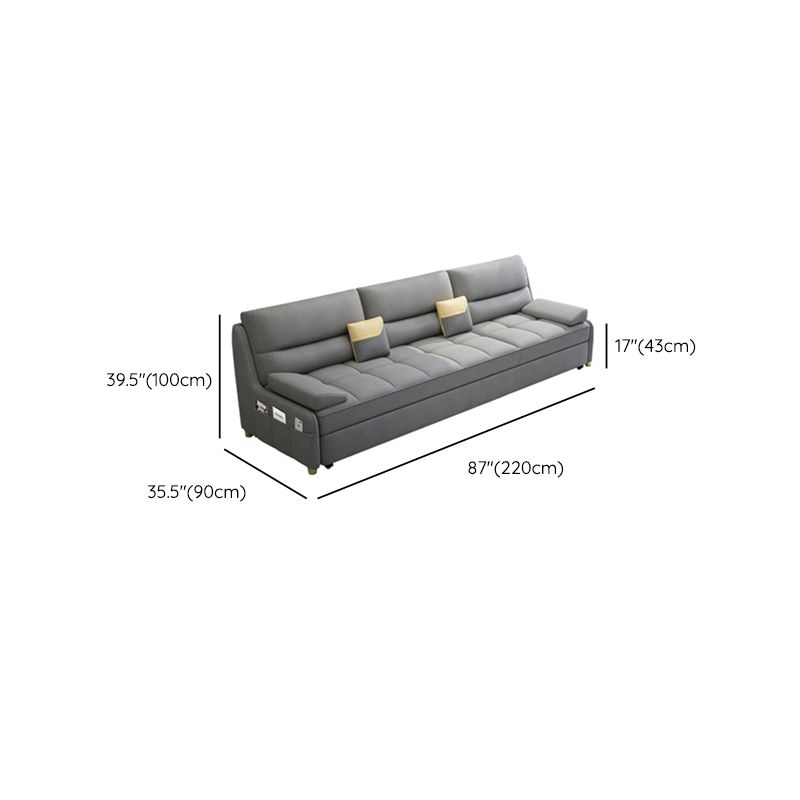 39"H Scandinavian Futon Sofa Bed Folding Gray Leather Futon Sleeper Sofa