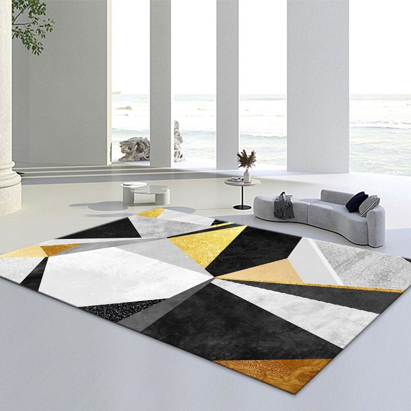 Funky Geometry Pattern Area Rug Modern Distinctive Rectangle Carpet Polyester Stain Resistant Carpet for Home Decor