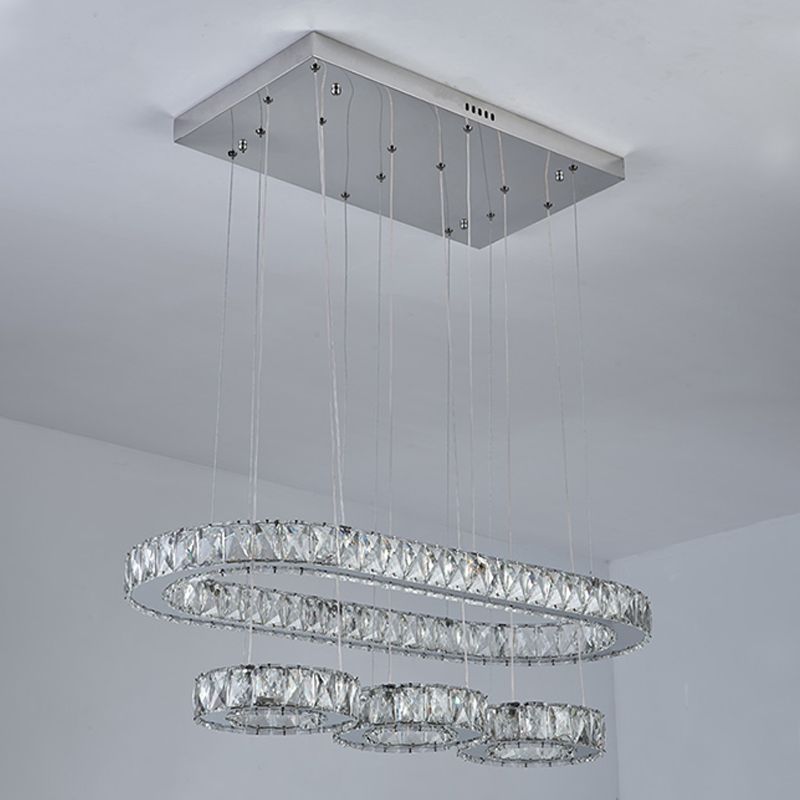 Geometrische eilandverlichting Hedendaagse Crystal Island -lichten in zilver