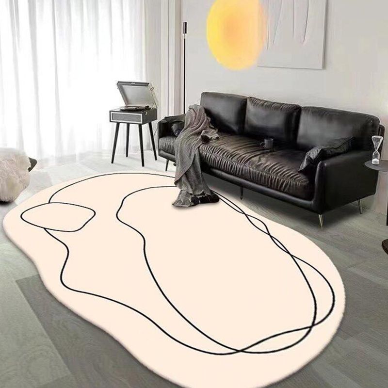 White Casual Rug Polyester Color Piece Rug Washable Rug for Living Room