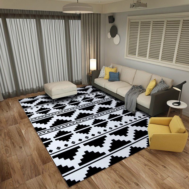 Nordic Geometric Print Rug Multi Color Polyster Area Carpet Pet Friendly Stain-Resistant Area Rug for Living Room