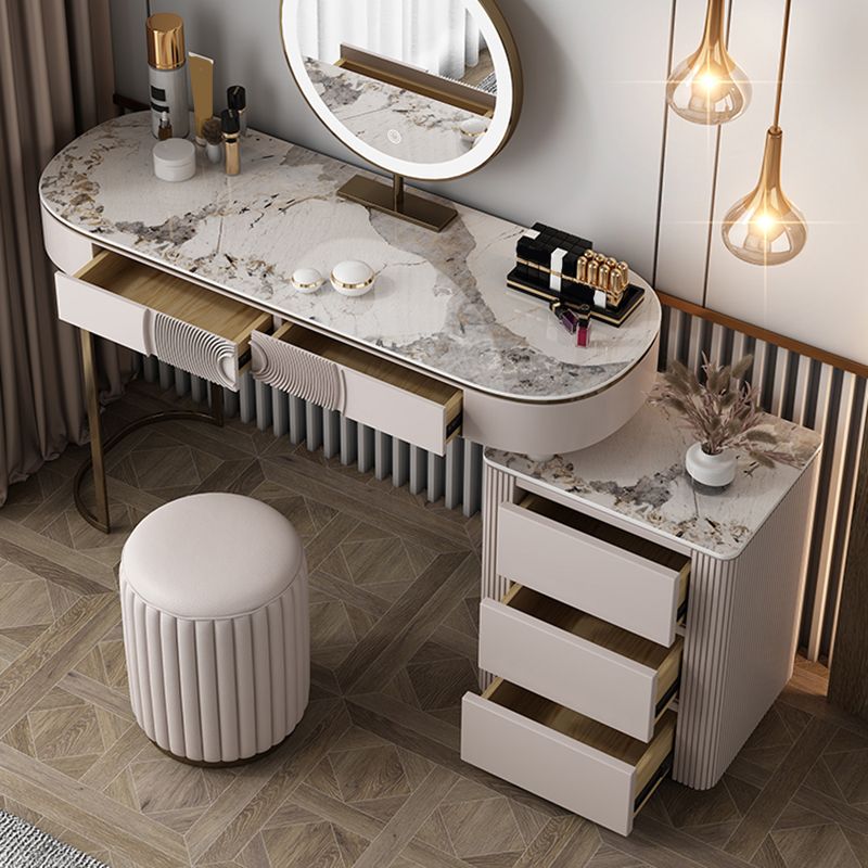 Glam Slate Top Makeup Vanity Set 5-Drawers Vanity Dressing Table