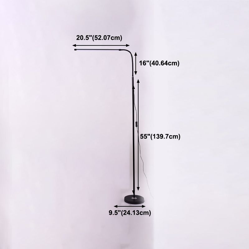 Linear Shape Metal Floor Light Modern Style 1 Light Floor Light Fixtures in Black