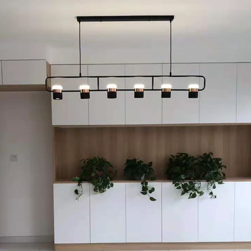 Lampade cilindriche dell'isola moderna lampada lampadario per l'isola multi-testa con ombra acrilica