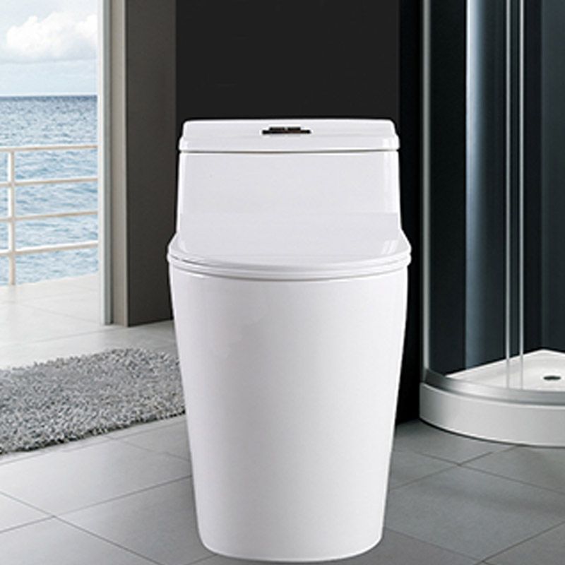 Modern White Flush Toilet Floor Mounted Toilet Bowl with Slow Close Seat for Washroom