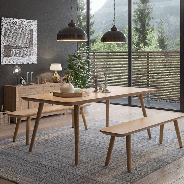 Modern Rectangle Pine Solid Wood Table 4 Legs Home Kitchen Dinner Furniture