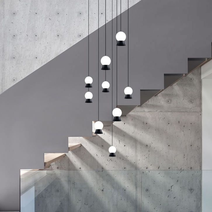 Mini Ball LED Coste Simplicidad White Glass 1 Bulbo Cena colgando Luz en negro