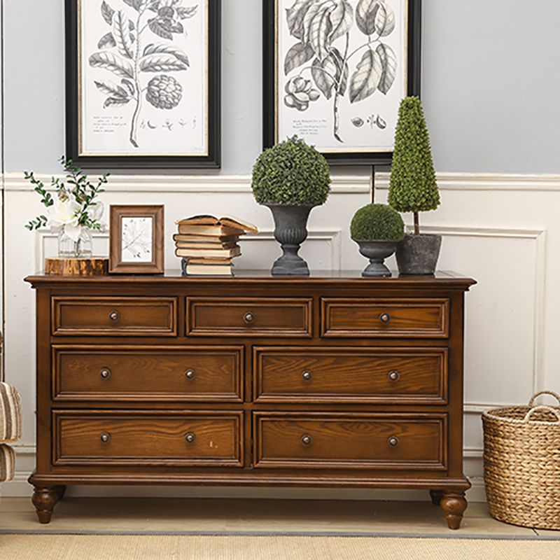 Solid Wood Storage Chest Dresser Brown Storage Chest with Drawers