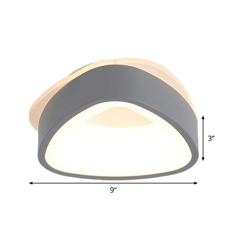 Nordic Hollowed Triangle/Round/Square Flush Lamp Metallic LED Foyer Ceiling Mounted Light in Grey/White