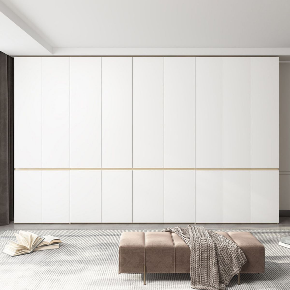 Contemporary Wardrobe Armoire with Drawer Hinged Storage Cabinet