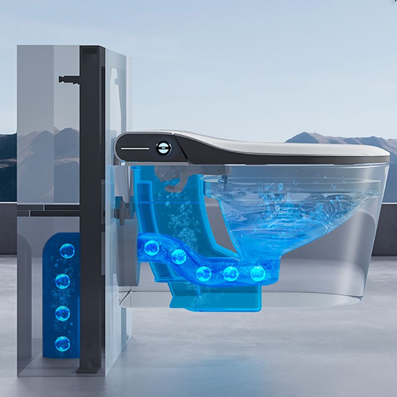 Contemporary Wall Mounted Bidet Elongated White Foot Sensor Ceramic Heated Seat