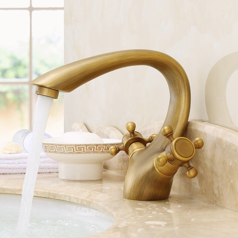 Glam Vessel Faucet 1 Hole Bathroom Faucet with 2 Cross Handles