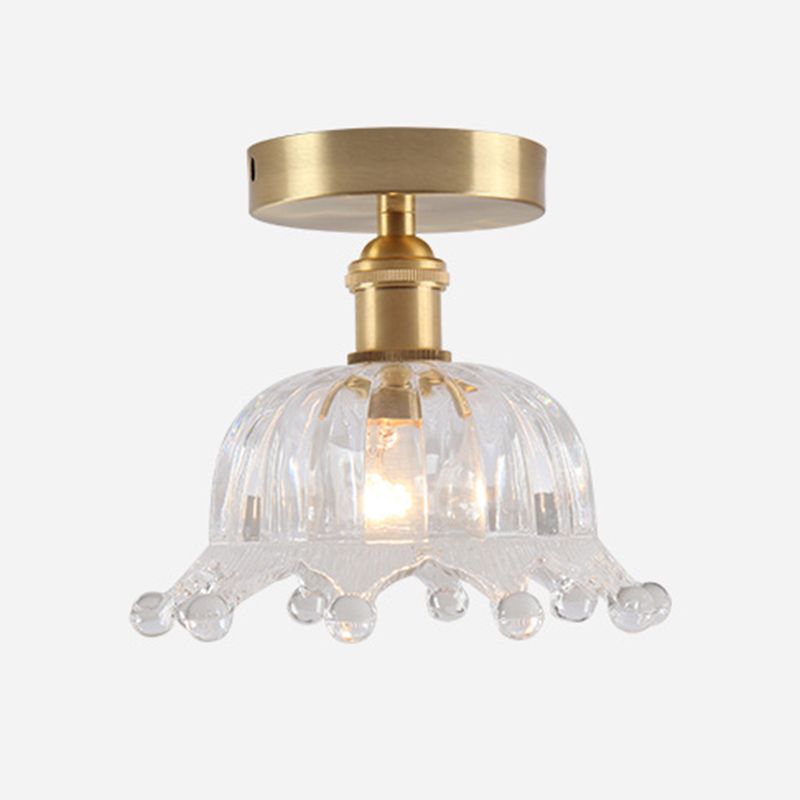 Modern Ceiling Mount Light 1-Light Ceiling Light with Glass Shade for Bedroom