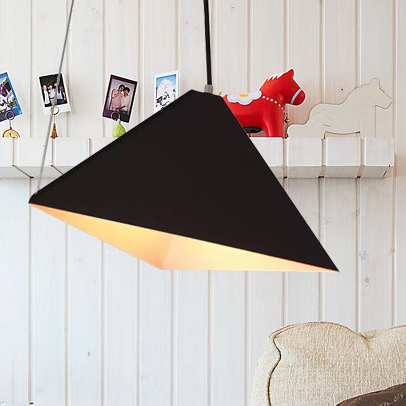 Metal Geometric Pendant Light Fixture Modern Style 1 Light Black Suspension Lamp for Living Room