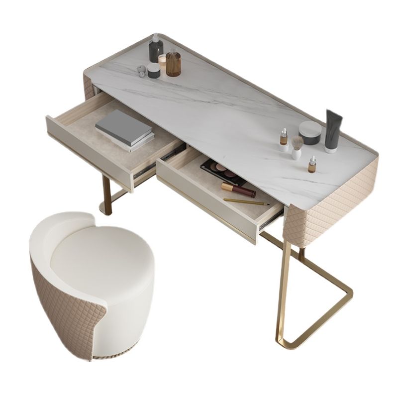Bedroom Make-up Vanity in Matte Finish Stone Top Dressing Table