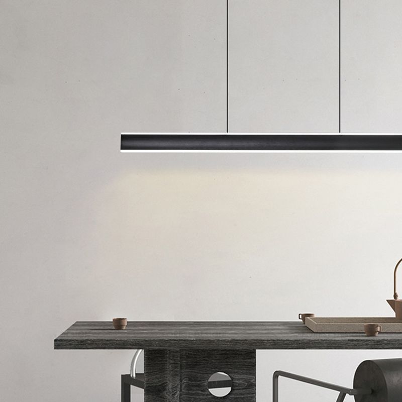 Metal Linear Chandelier Light Fixture Simple LED Island Pendant for Dining Room